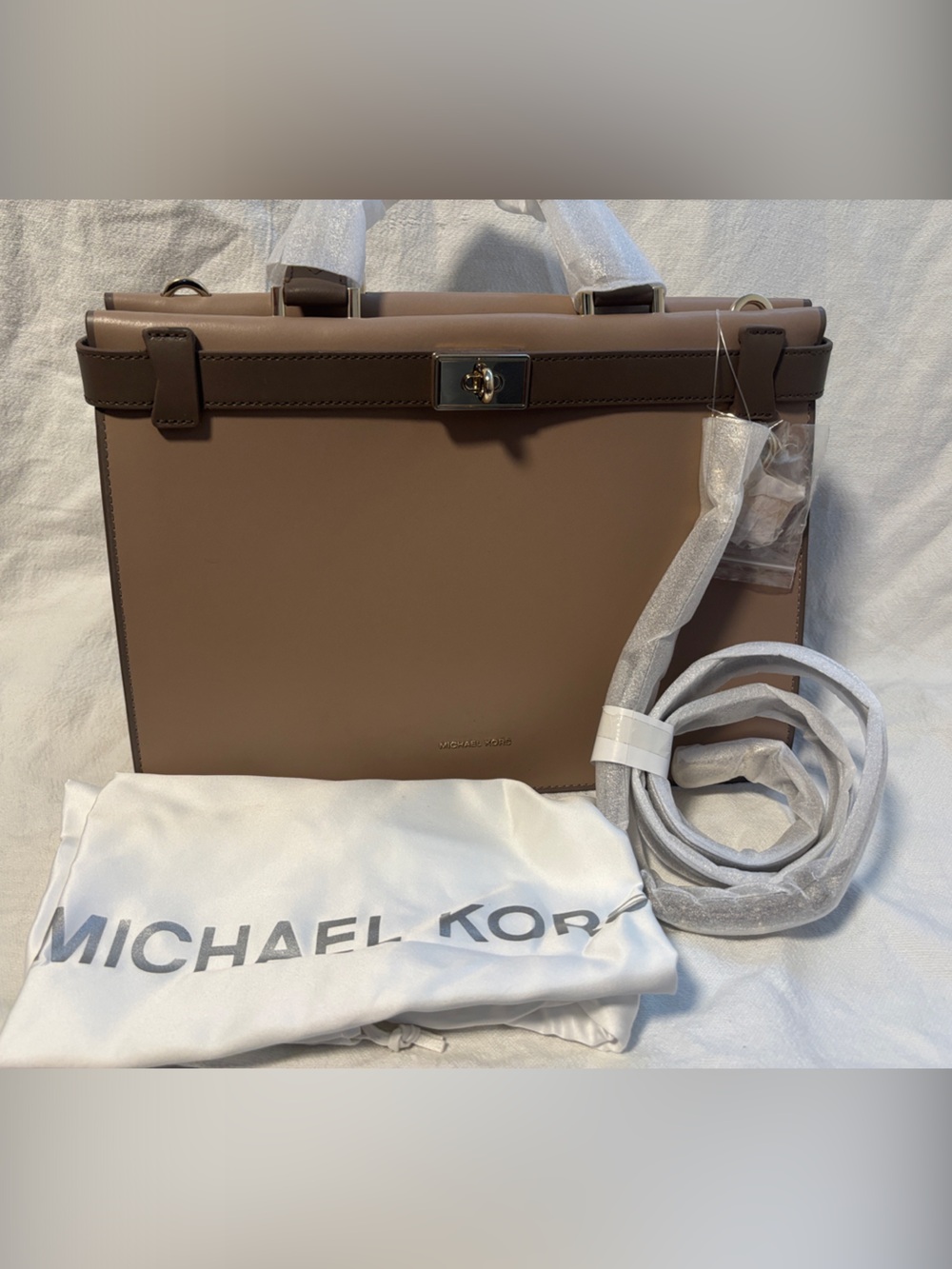 MICHAEL KORS - TATIANA TRFFL/MUSHRM - Satchel Leather Bag